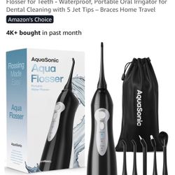 AquaSonic Aqua Flosser - Cordless Rechargeable Water Flosser for Teeth - Waterproof, Portable Oral Irrigator for Dental Cleaning with 5 Jet Tips – Bra