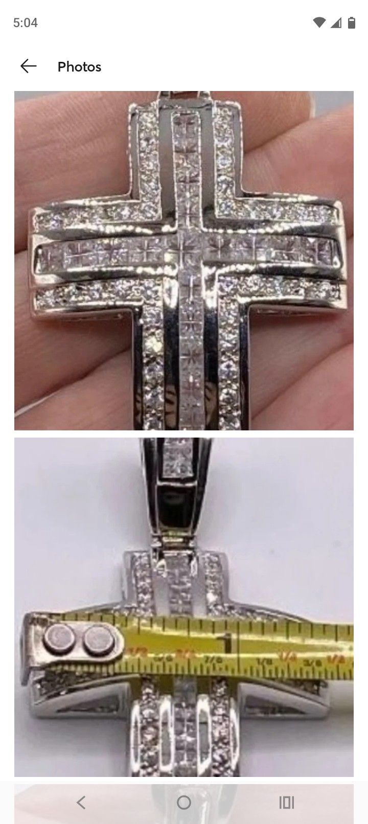 Sterling real silver cross cubic zirconia pendant very clean and shiny