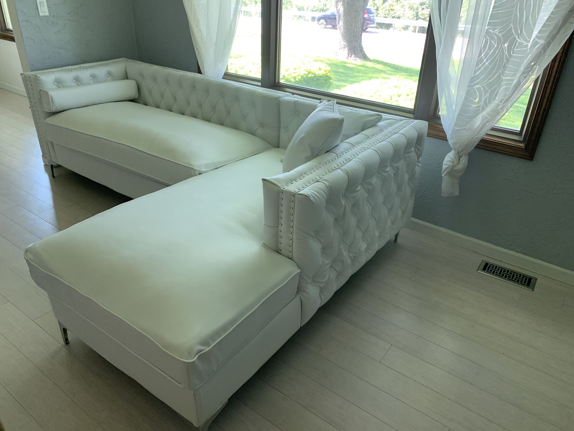 Brand New Wayfair White faux Leather Sectional
