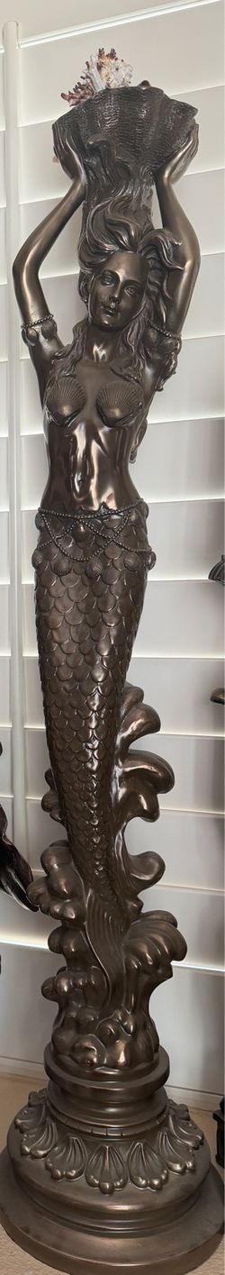 Mythological Mermaid with Giant Seashell Statue
