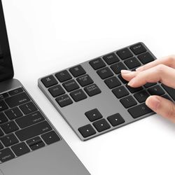 Bluetooth Number Pad, Lekvey Aluminum Rechargeable Wireless Numeric Keypad Slim 34-Keys External Numpad Keyboard Data Entry Compatible for Macbook, Ma