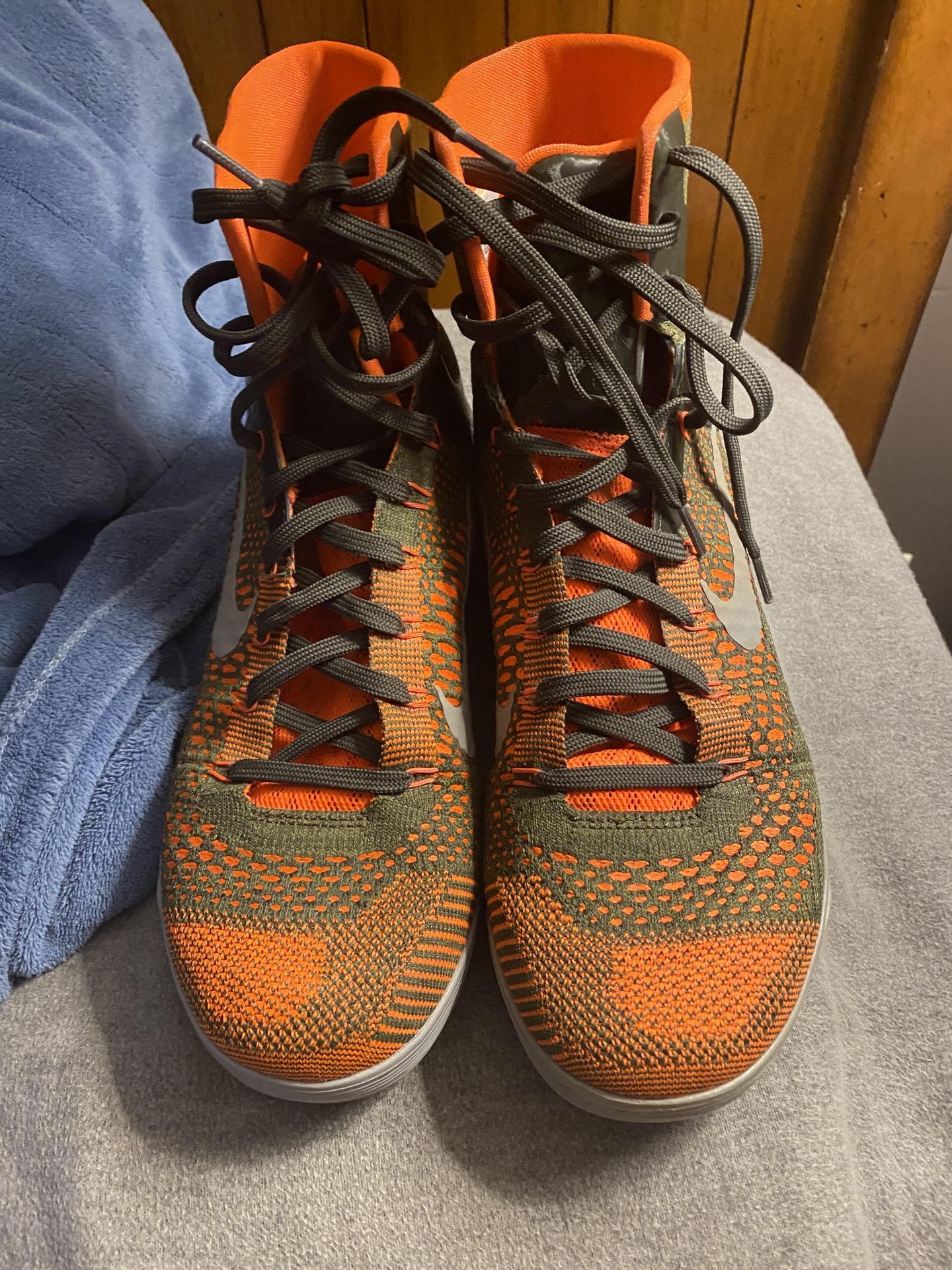 Kobe 9 elite high neon orange and army green