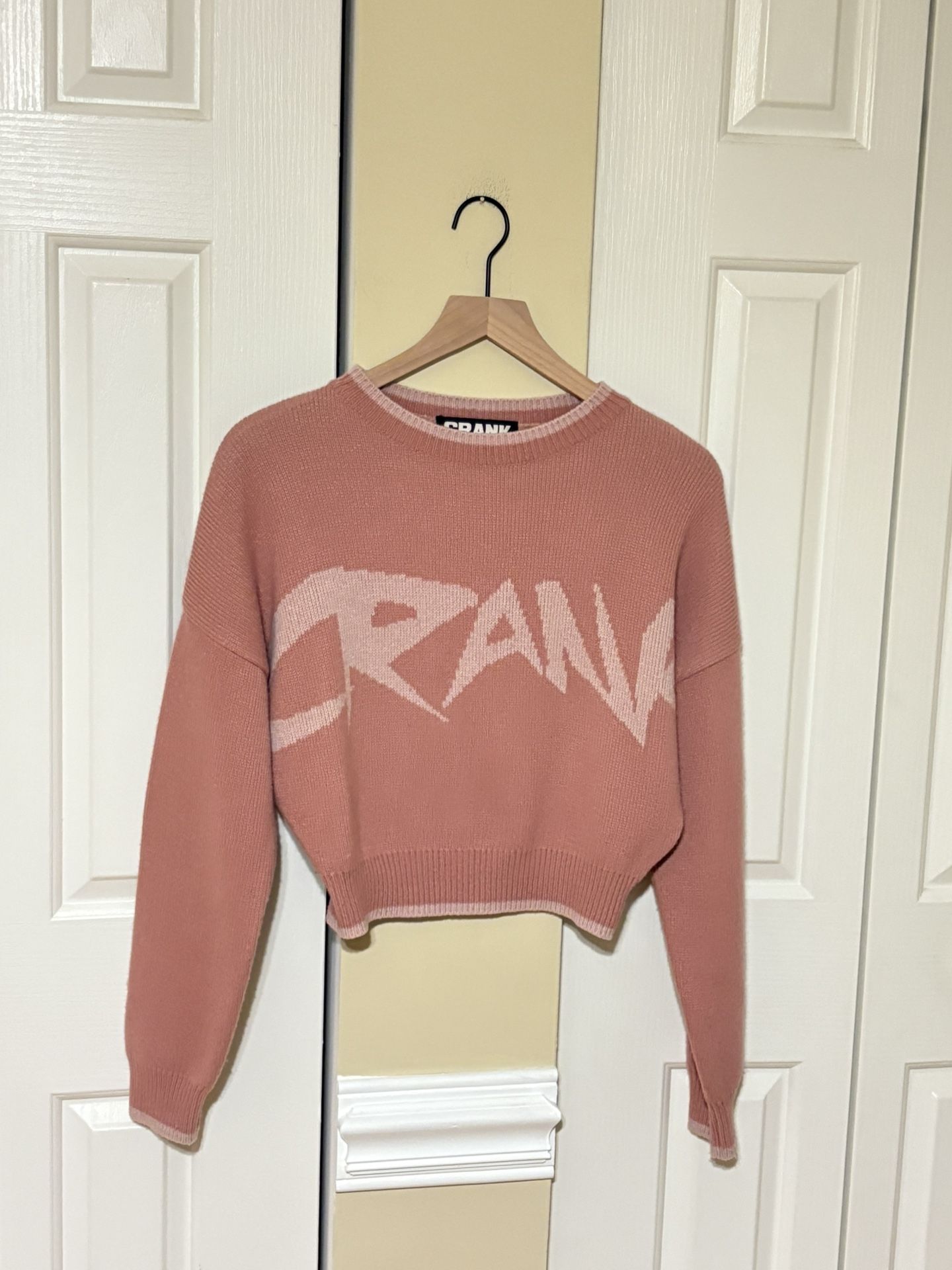 CRANK Women’s Cropped Sweater, Pink, Size M