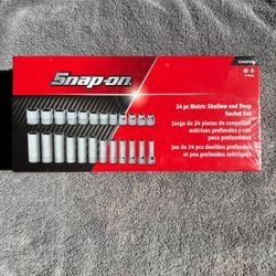 Snap-On 3/8 Chrome Shallow & Deep Metric Sockets 8-19 (224SFFSM) Chrome BRAND NEW!!