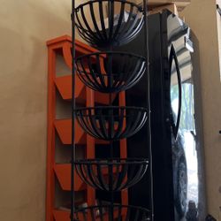 Wrought Iron 5 Tiered Basket Storage 