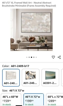 46"x72" XL Framed Wall Art - Neutral Abstract Brushstroke Minimalist