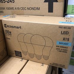 EcoSmart 100W Equivalent A19 Non-Dimmable LED Light Bulbs, Daylight