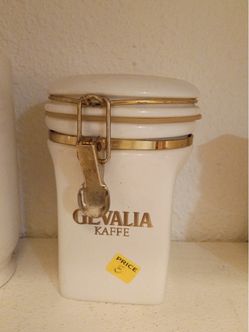 Gevalia Kaffe Ceramic Canister with Clamp Lid