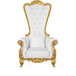 Gold And White Throne Chair