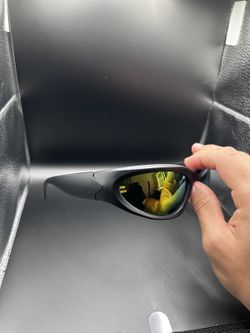 Black Frame Sunglasses with Green Mirrored Lenses