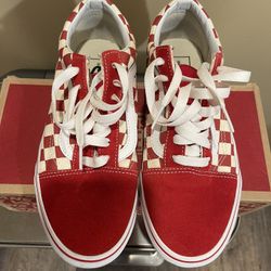 Vans Old Skool Checkerboard Skate Shoe - Red / White Size M 6 / W 7.5 $50