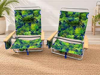 Tommy Bahama Backpack Beach Chairs – Tropical Foliage – Pair