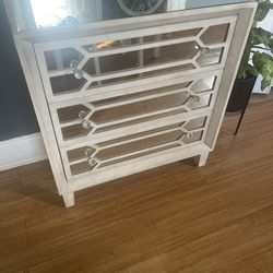 Beautiful Solid Wood Mirrored Cabinet Three Deep Drawers