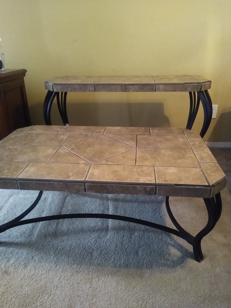 Stone console and coffee tables