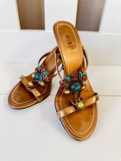 Mixit Bronze Jeweled Heeled Sandals size 5.5