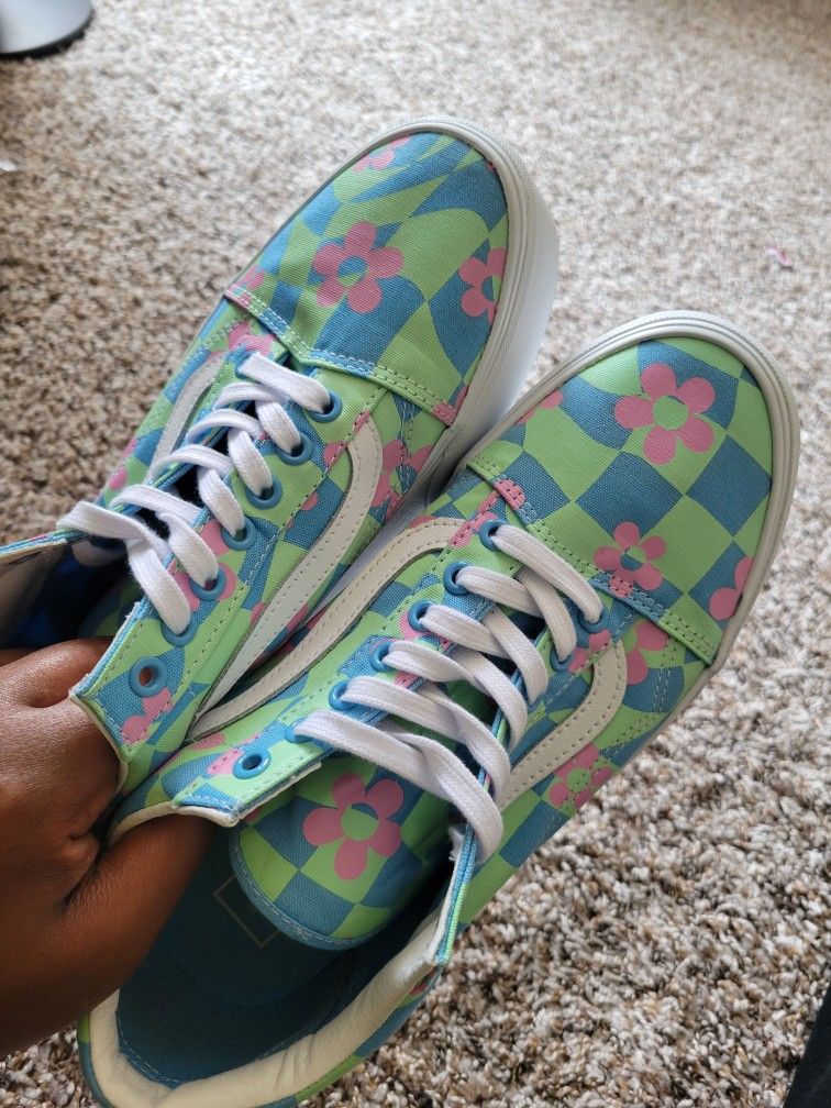 Vans Floral Checkerboard Platform Shoes