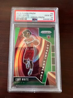 2019 Panini Prizm Coby White Instant Impact Green PSA 10 Bulls