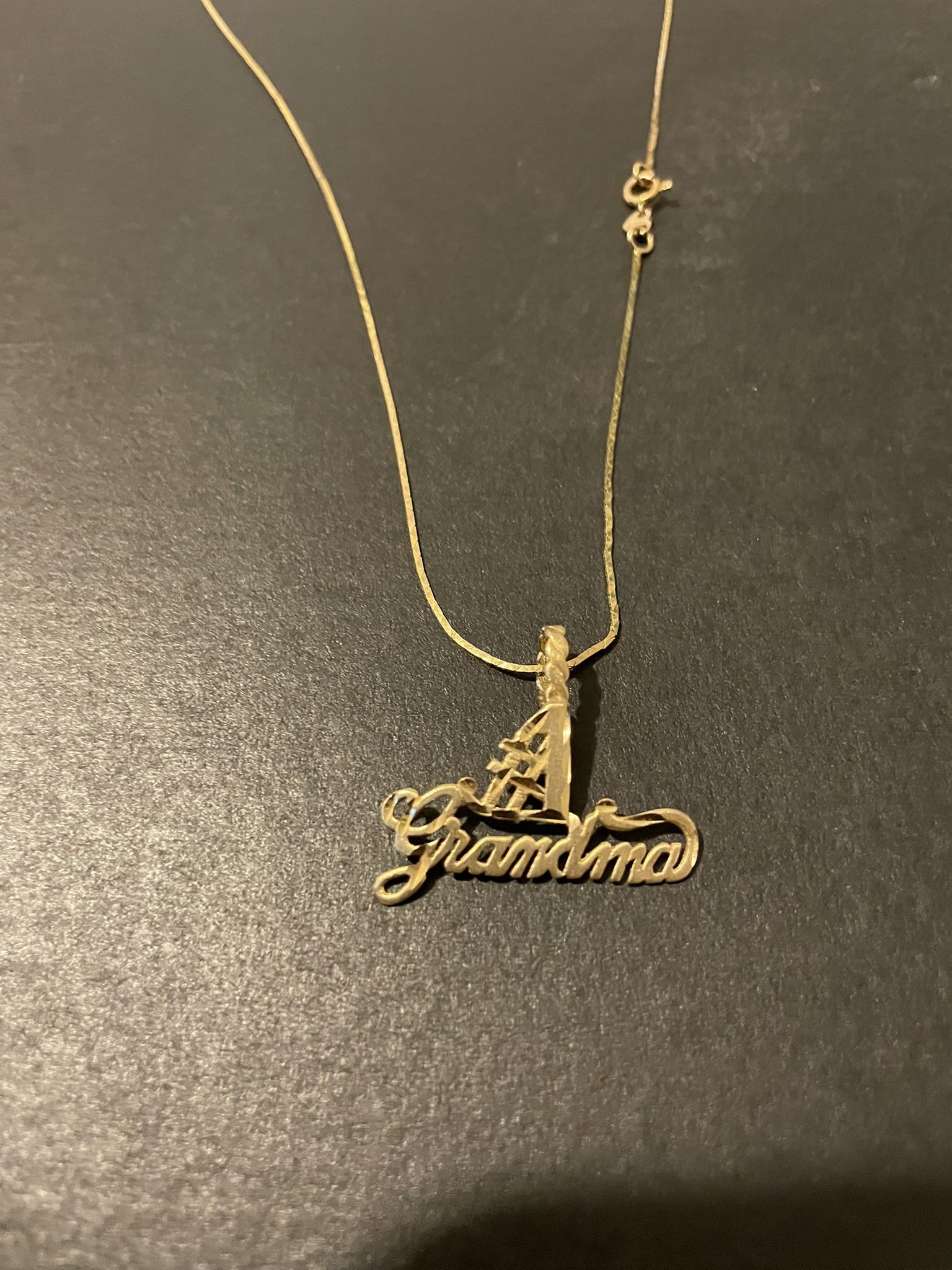 14k Gold Grandma Pennant Necklace