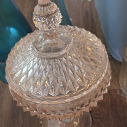 Antique Pink Crystal Candy Dish