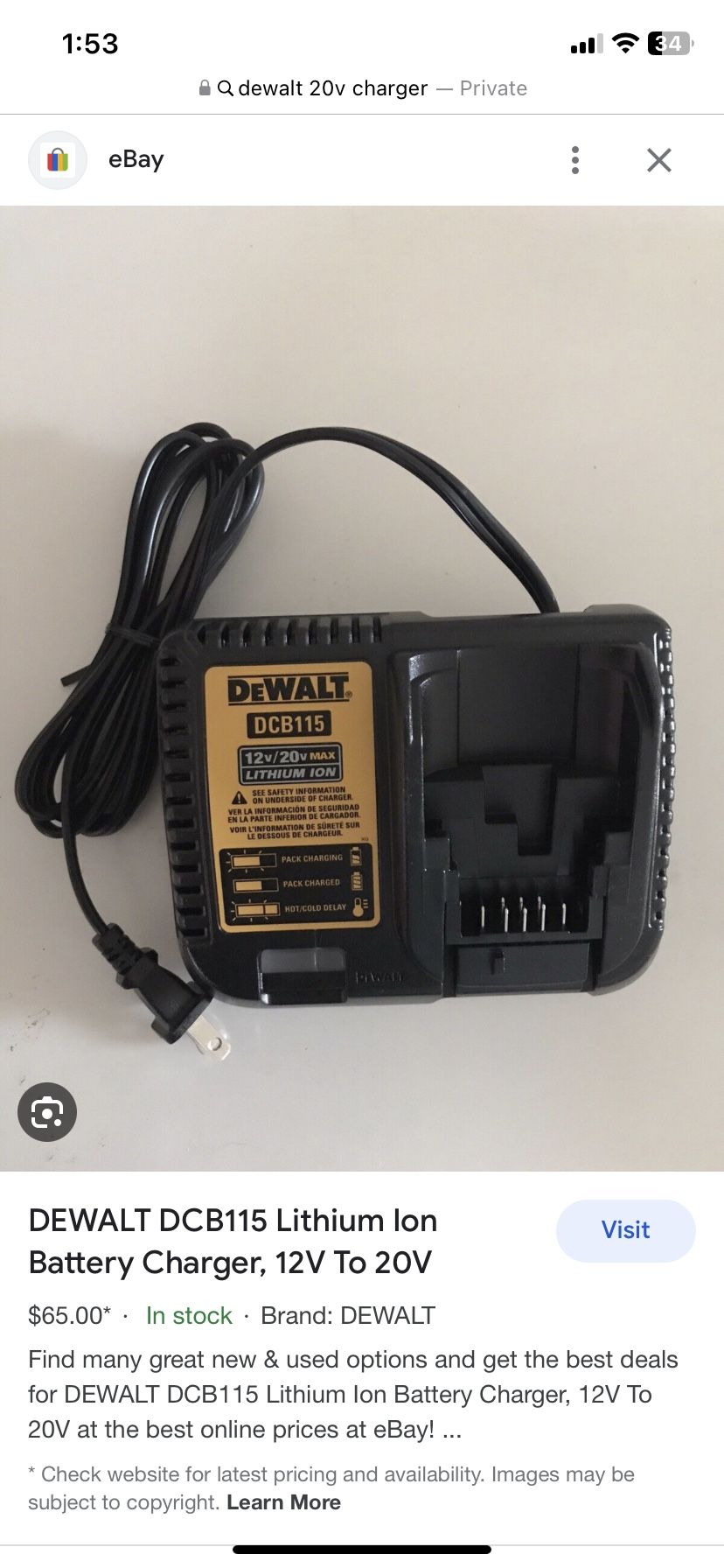 Like New 20v Dewault Charger