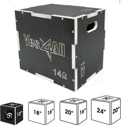 Yes4All 3-in-1 Non-Slip Wooden Plyometric Box, 