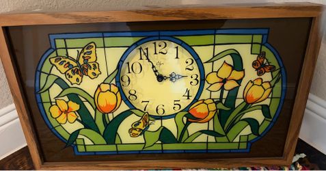 Vintage mid century stained glass clock
