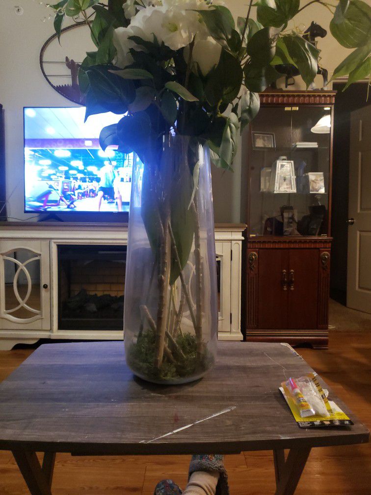 Glass Vase With Hobby Lobby Flowers