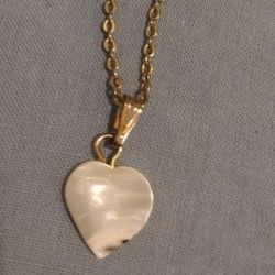 Heart Sea Shell Necklace, Gold Tone Chain