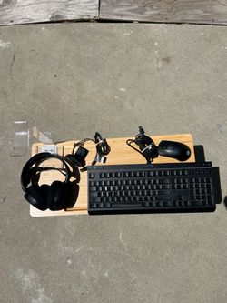 SteelSeries Arctis 9X Headset, HyperX Alloy Core RGB Keyboard, SteelSeries Wired Mouse, Logitech C270 HD Webcam