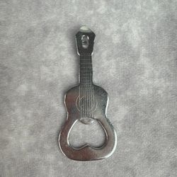 VTG Guitar Shaped Church Key Bottle Can Opener Silver Tone Breweriana Music
