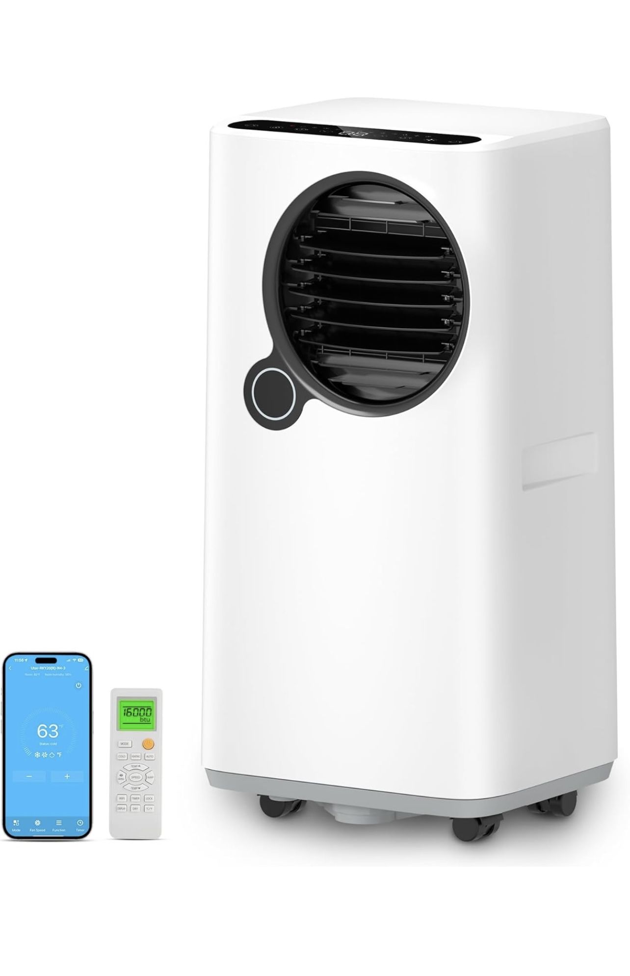 Portable Air Conditioners 14000 BTU, 5-in-1 AC Unit cooling and heating with Fan & Dehumidifier, Smart/Sleep Mode 3 Fan Speeds Auto Swing 24H Timer Re