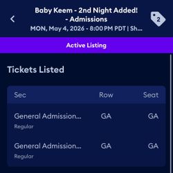Baby Keem Monday 5/4 Tickets