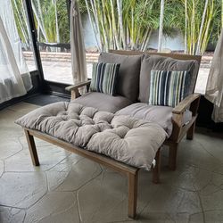 Solid wood patio bench and table