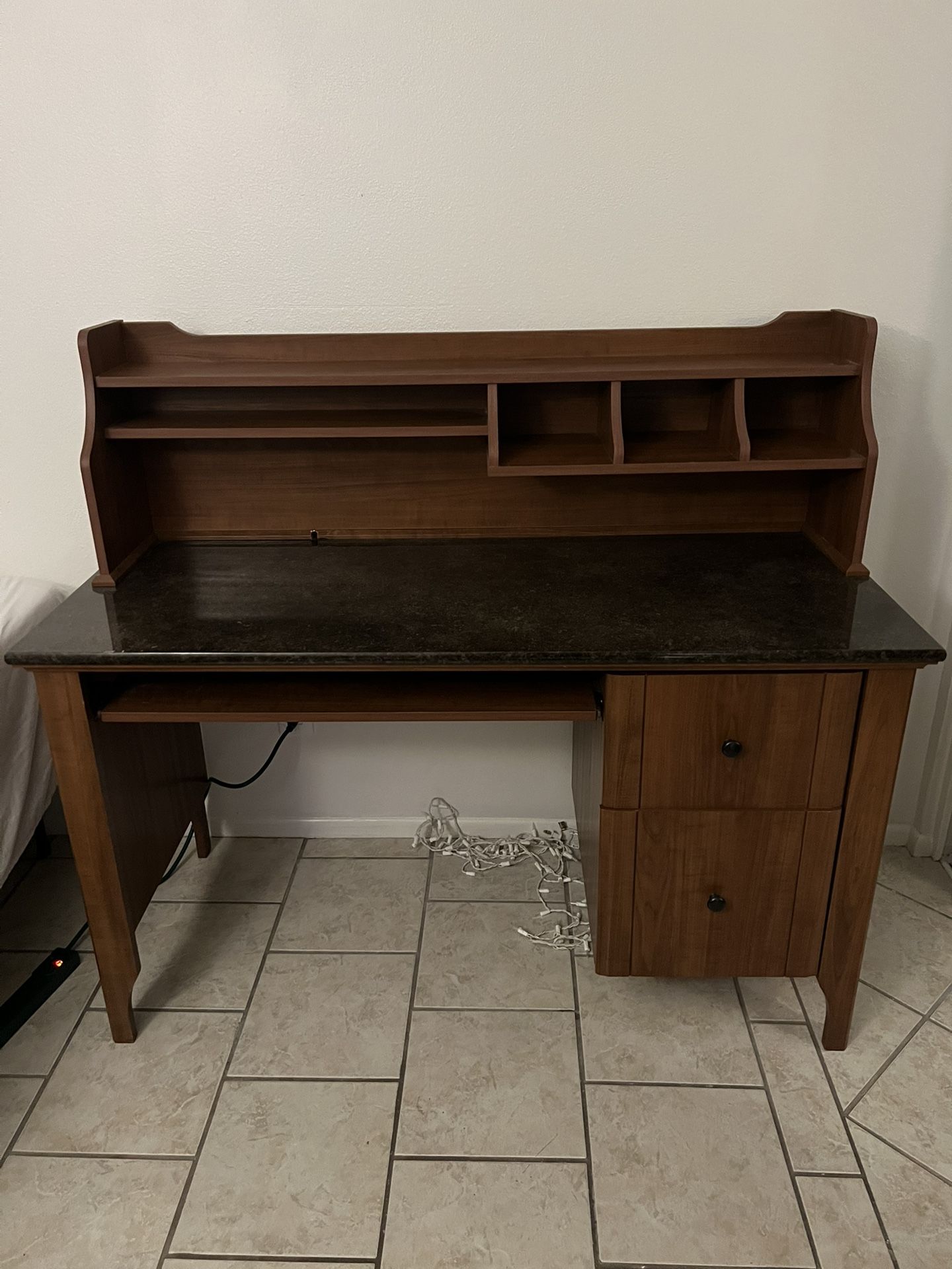 Wood Desk with Hutch & Storage