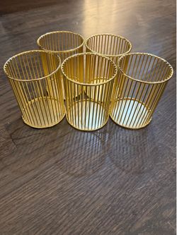 5 metal wire votive candle holders