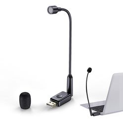 Mini USB Microphone for Laptop and Desktop Computer, cardioid Condenser Mic with Gooseneck & Mute Button, Compatible with PC and Mac, Plug & Play, Ide