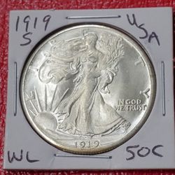 1919-S  Walking Liberty 50C Antique Restrike Coin