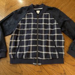 Women’s A New Day Navy Blue & White Light Weight Jacket with Velvety Sleeves - Large