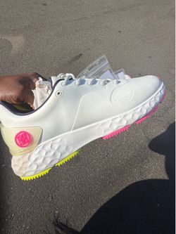 NEW Sample  Mens G/FORE MG4+ COLOUR BLOCK GOLF SHOE GMF000017-SNO WHITE/YELLOW Sz 9