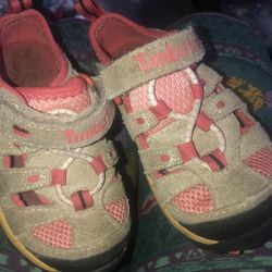 TIMBERLAND Leather Hook & Loop Shoes. Boys Sz 7C