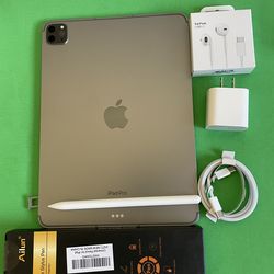 128GB Apple IPad Pro 11” 4th Generation (2022 Model / M2 chip) Wi-Fi + Cellular (5G Unlocked) Keyboard, Pen & Accessories
