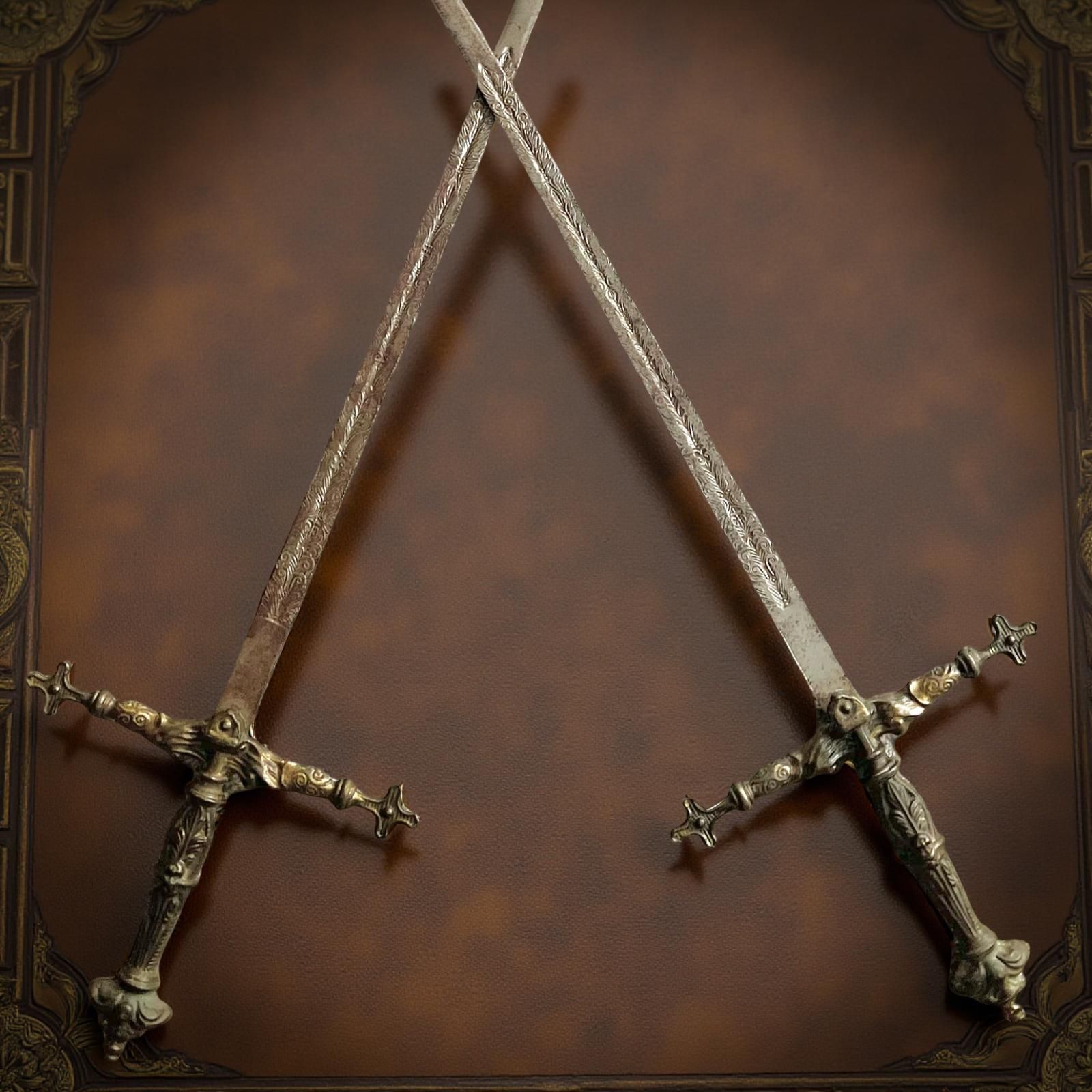 Antique Pair of 18th Century Decorative Ceremonial Swords – 36″