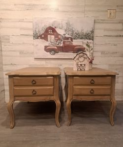 Set Of Refinished French Provincial End Tables/Nightstands by Bassett Furniture 