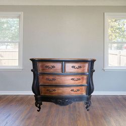 Vintage 4 Drawer French Provincial Dresser Solid Wood Brown & Black Ashley Furniture