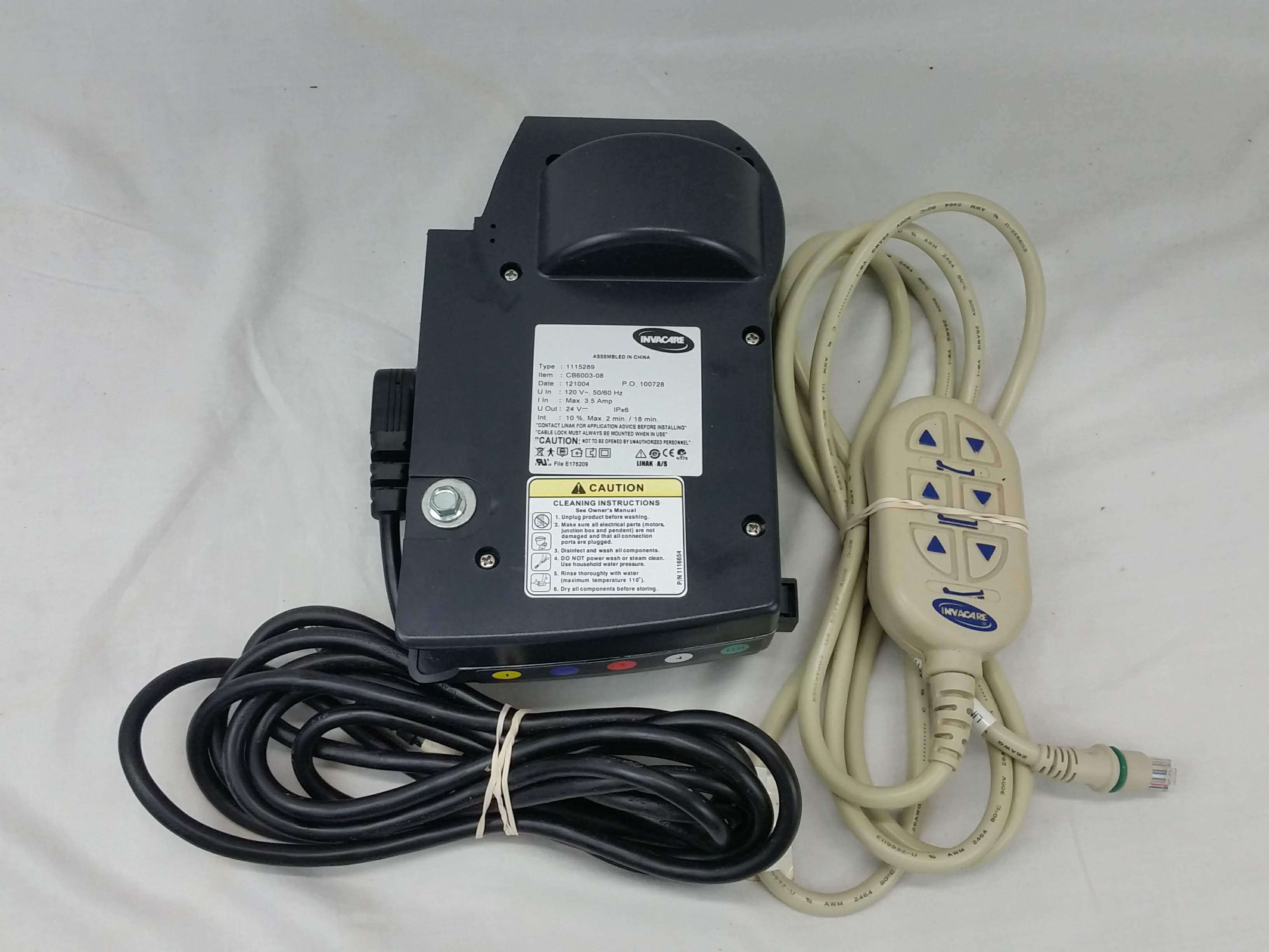 Invacare Hospital Medical Bed Control Junction Box with Remote 1115289 CB6003-08