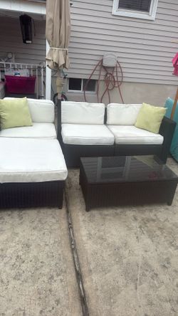 Patio, black wicker furniture