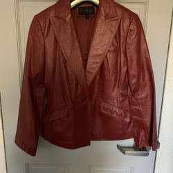 Vintage Express Genuine Leather Fitted Blazer