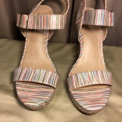 Sz 9 B Mix No 6 Wedge Open Toe Shoes