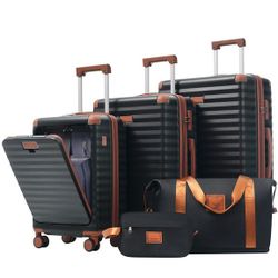 Black and Brown Luggage 5pcs Set