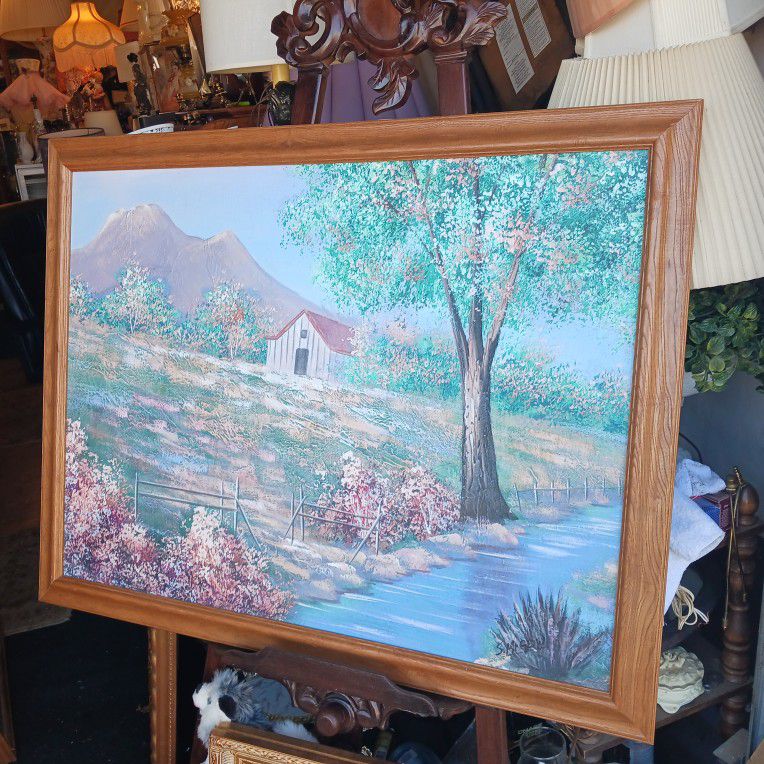 BEAUTIFUL VINTAGE Canvas Oil Painting  SIGNED  FROM  GARDNA CALIFORNIA 